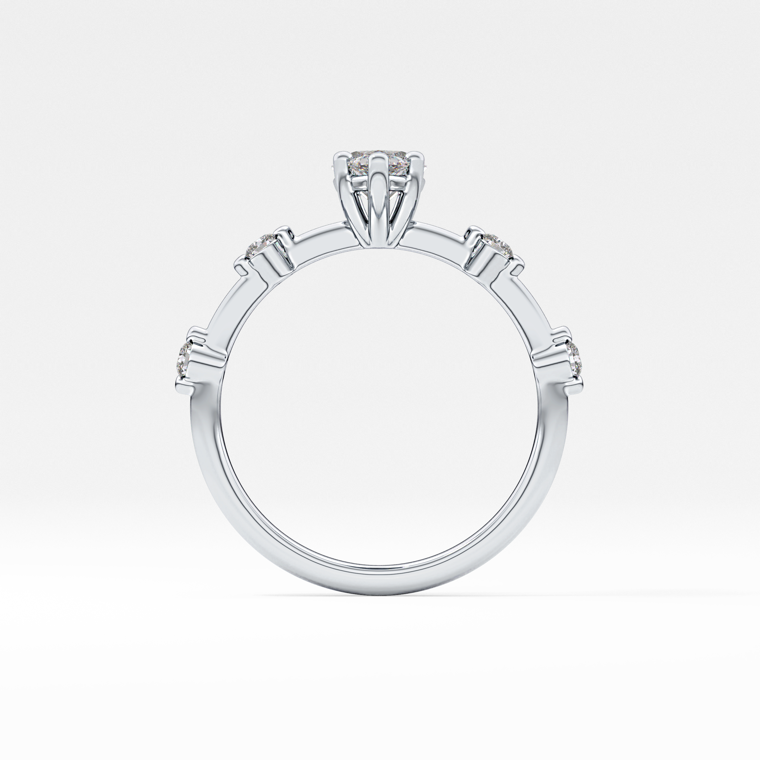 Marquise Dainty Pave Lab Grown Diamond Engagement Ring
