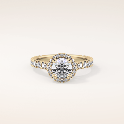1.03 CT Round Shaped Halo & Pave Moissanite Engagement Ring