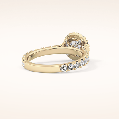 1.03 CT Round Shaped Halo & Pave Moissanite Engagement Ring