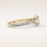 1.03 CT Round Shaped Halo & Pave Moissanite Engagement Ring