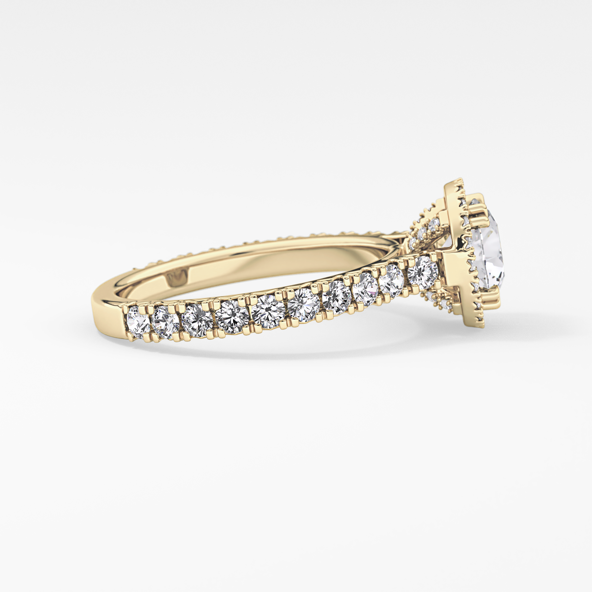Round Halo & Pave Lab Grown Diamond Engagement Ring