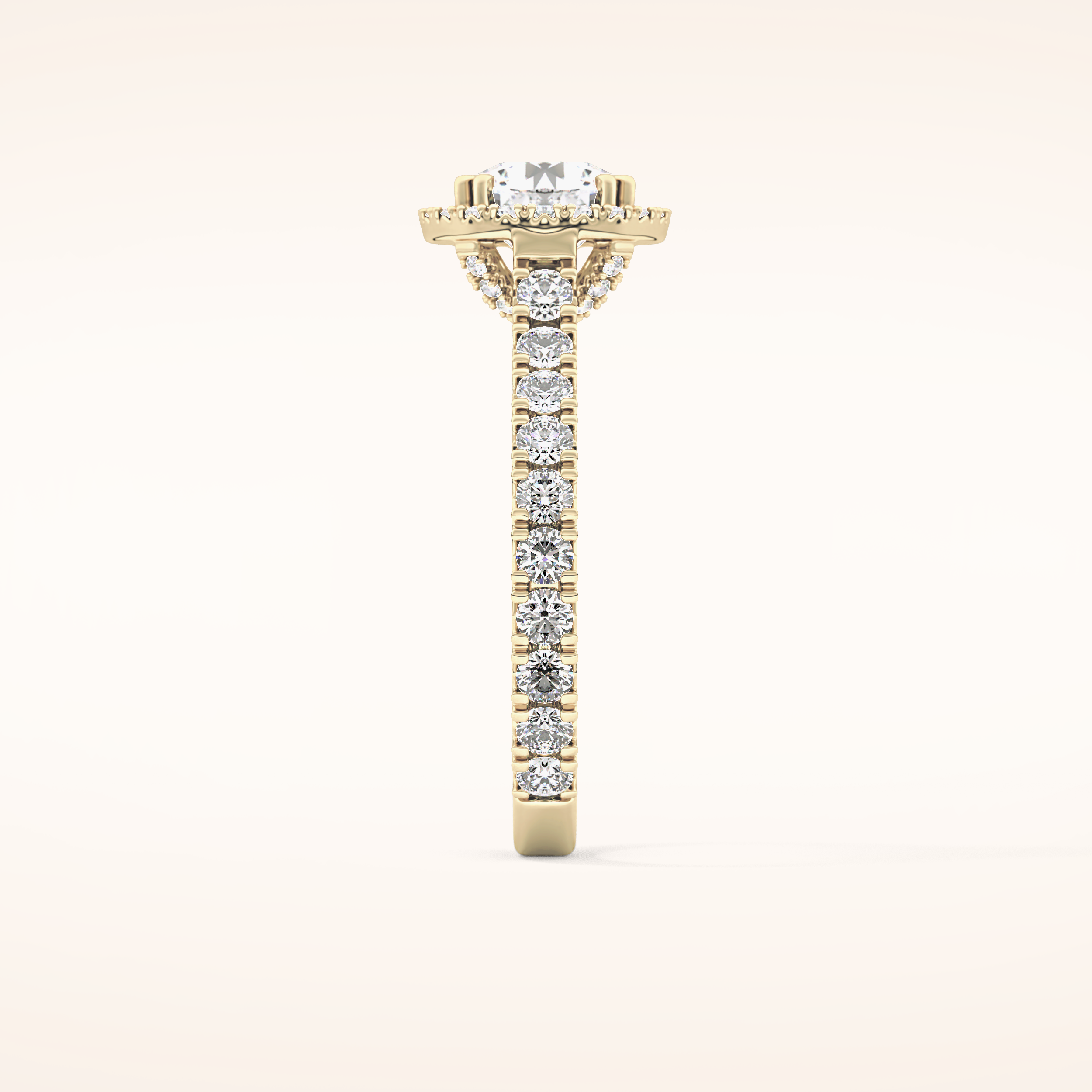 1.03 CT Round Shaped Halo & Pave Moissanite Engagement Ring