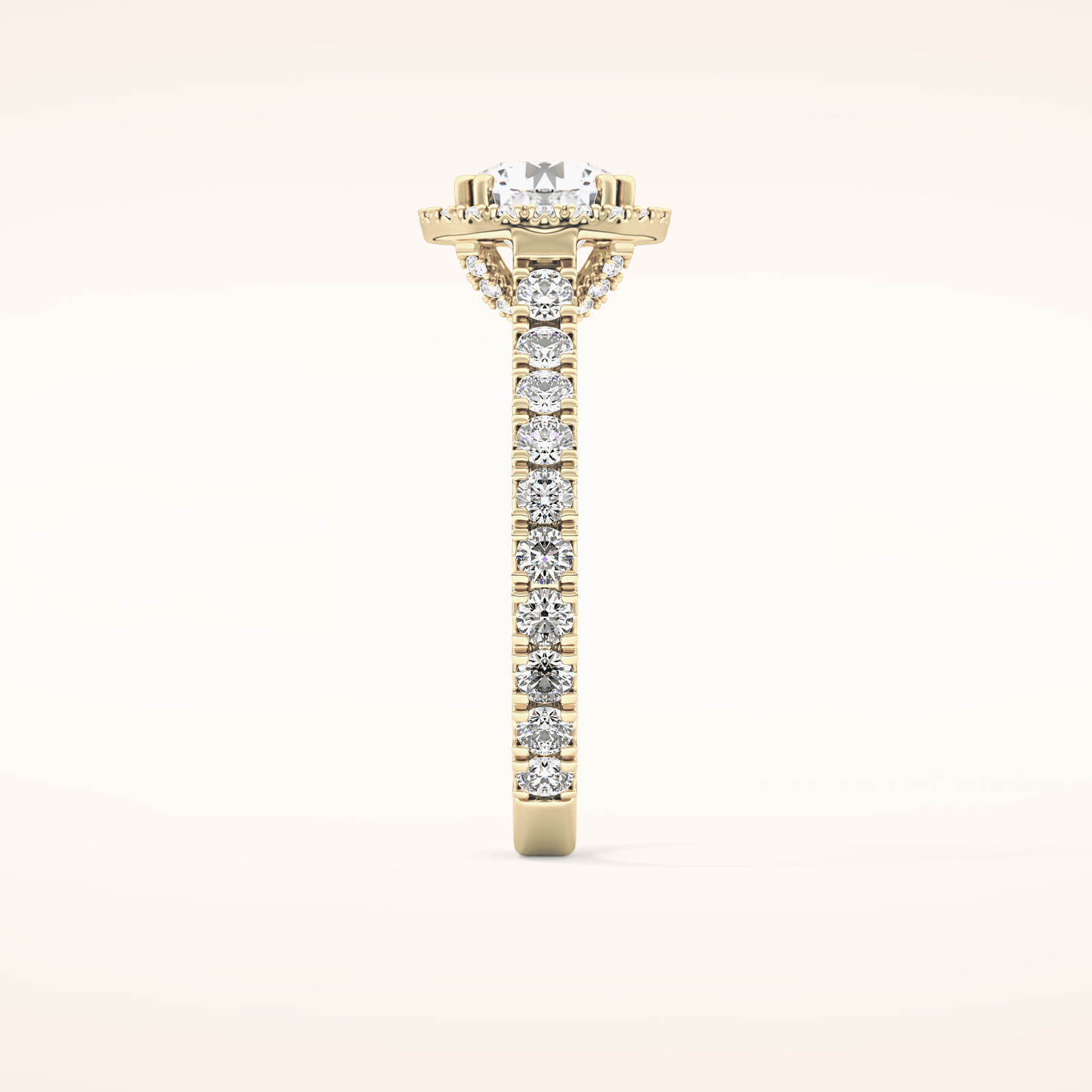 1.03 CT Round Shaped Halo & Pave Moissanite Engagement Ring