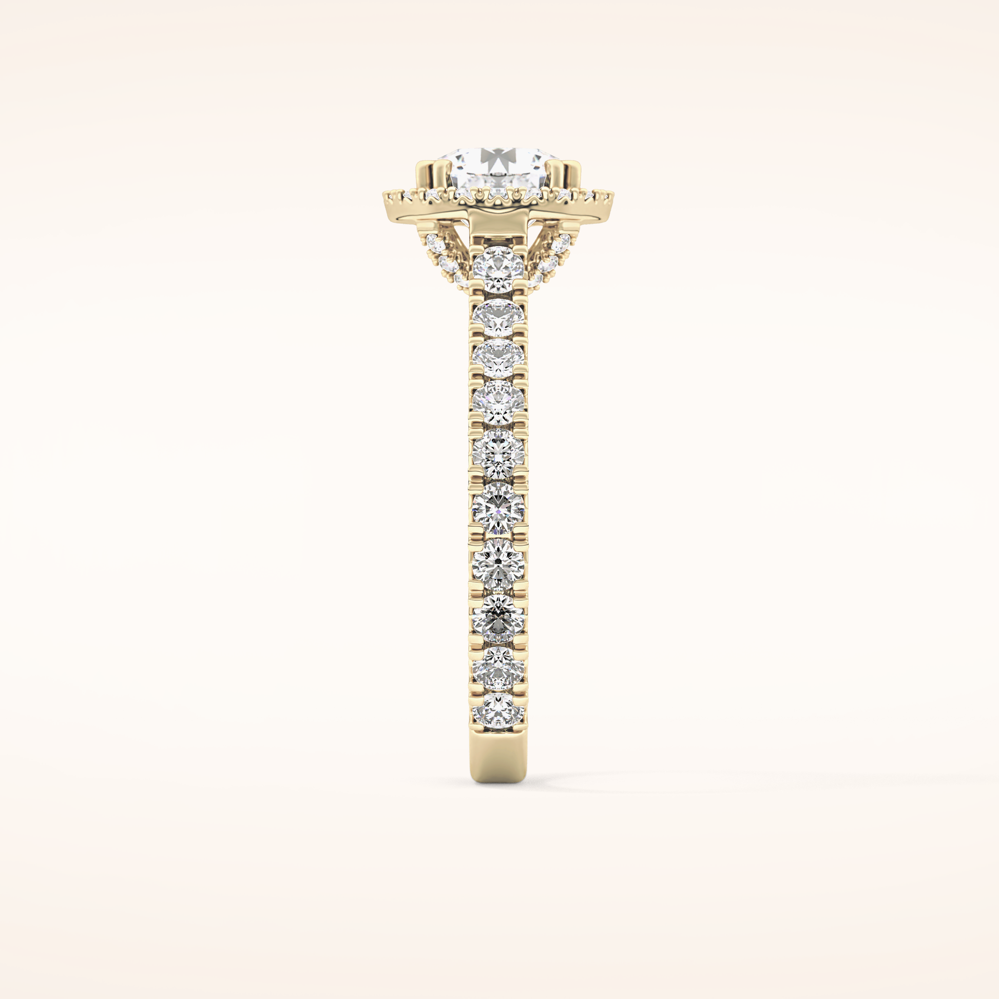 1.03 CT Round Shaped Halo & Pave Moissanite Engagement Ring