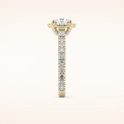 1.03 CT Round Shaped Halo & Pave Moissanite Engagement Ring