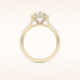 1.03 CT Round Shaped Halo & Pave Moissanite Engagement Ring