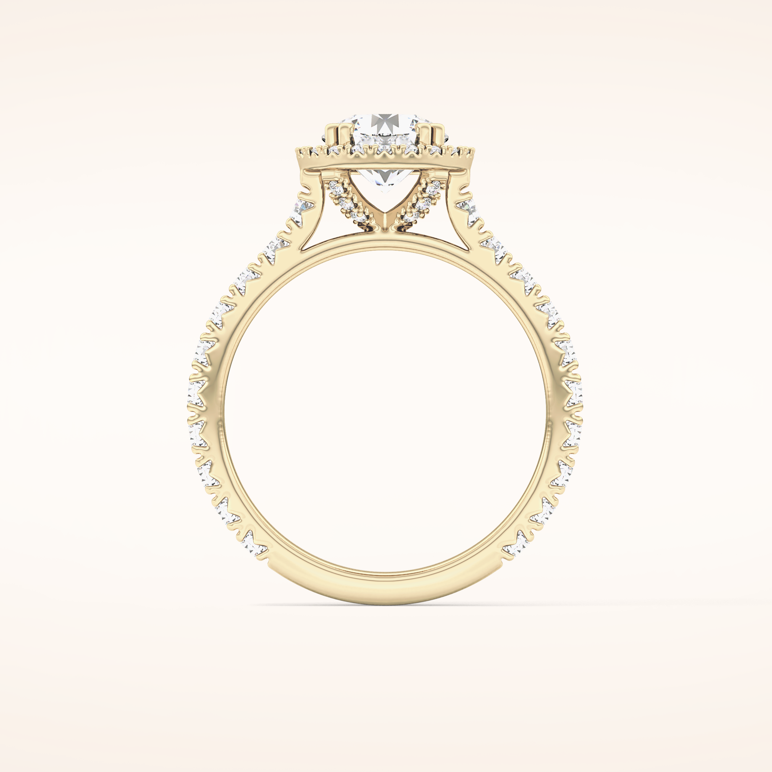 1.03 CT Round Shaped Halo & Pave Moissanite Engagement Ring
