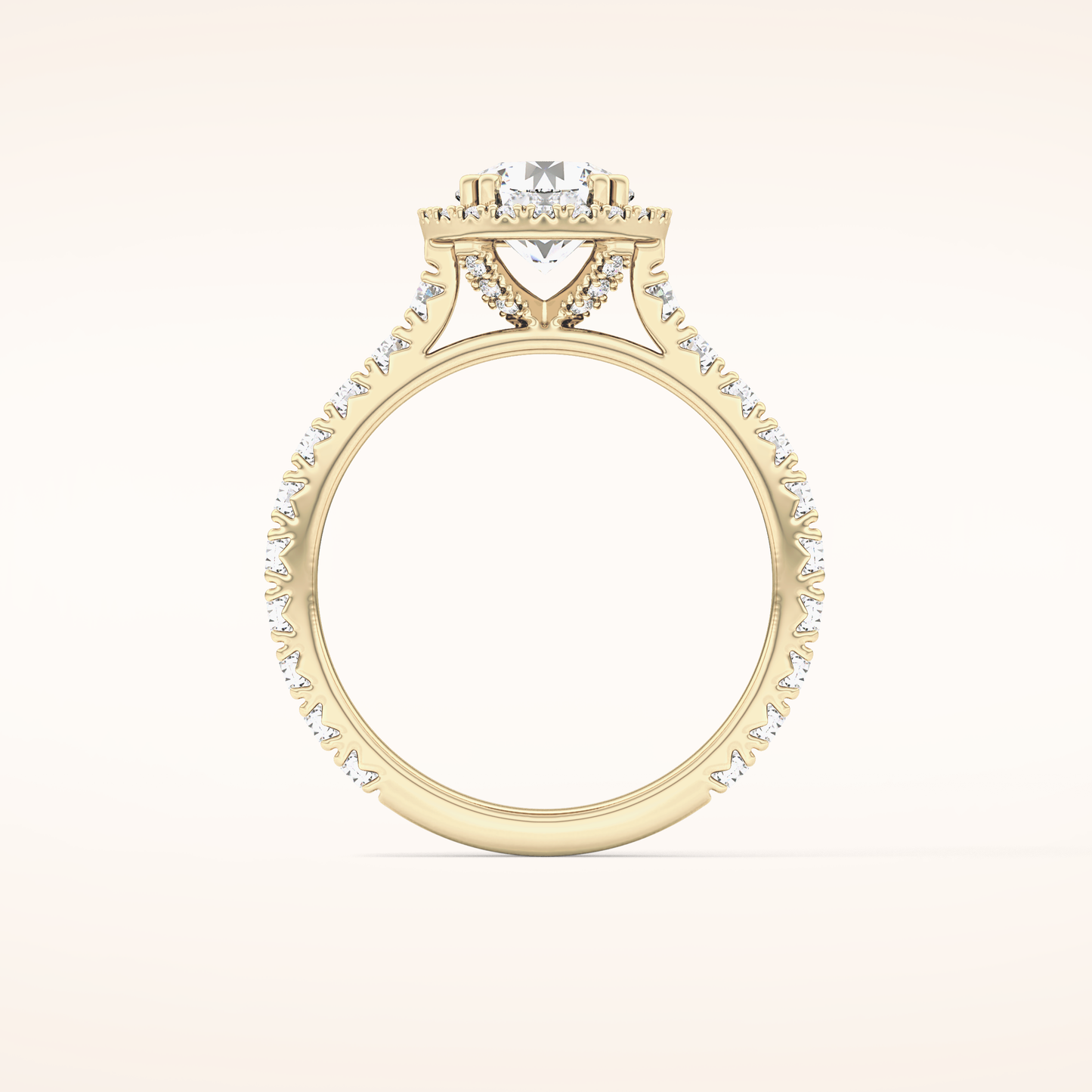 1.03 CT Round Shaped Halo & Pave Moissanite Engagement Ring