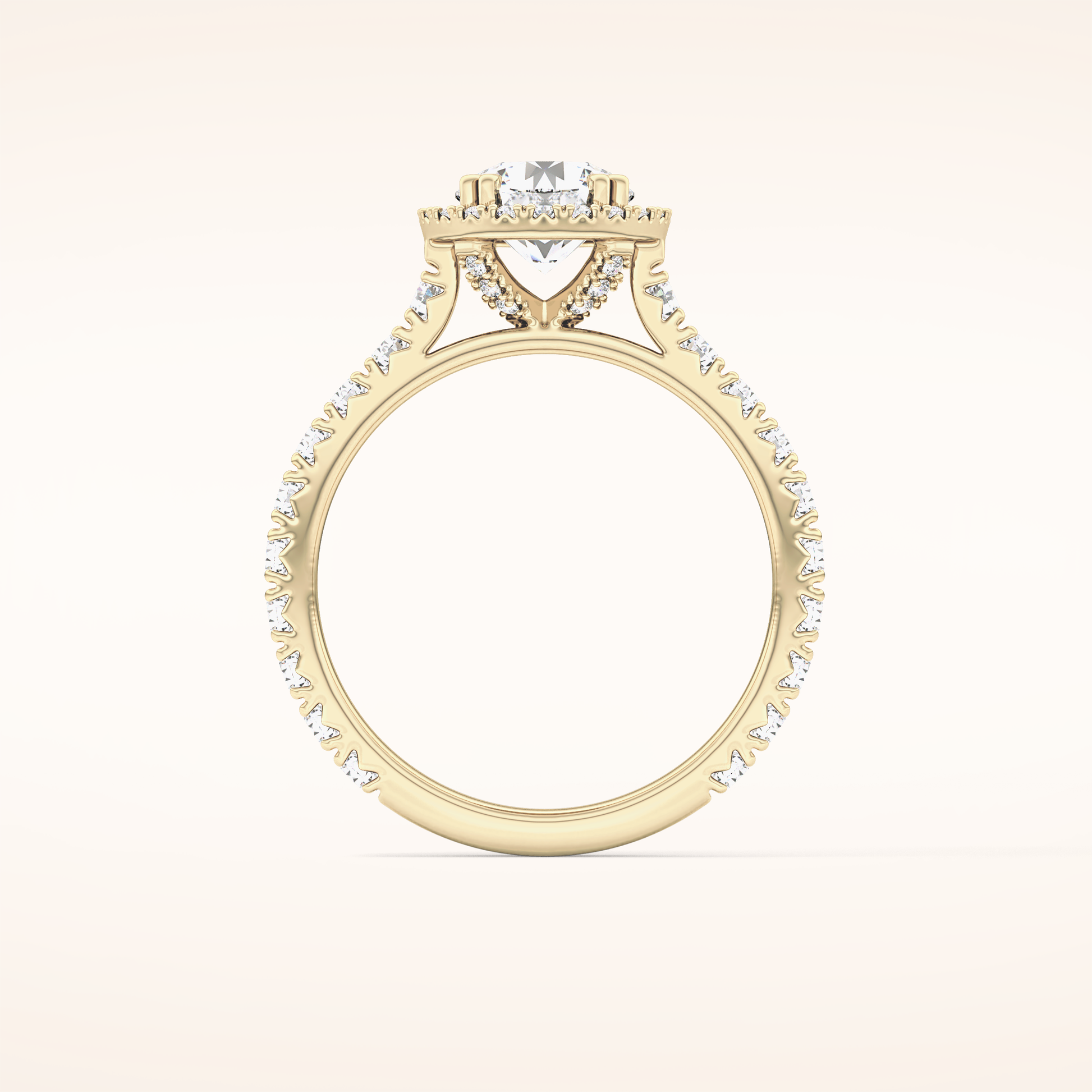 1.03 CT Round Shaped Halo & Pave Moissanite Engagement Ring