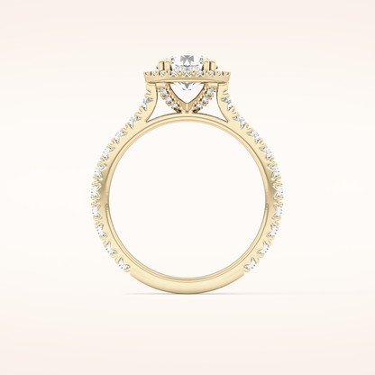 1.03 CT Round Shaped Halo & Pave Moissanite Engagement Ring