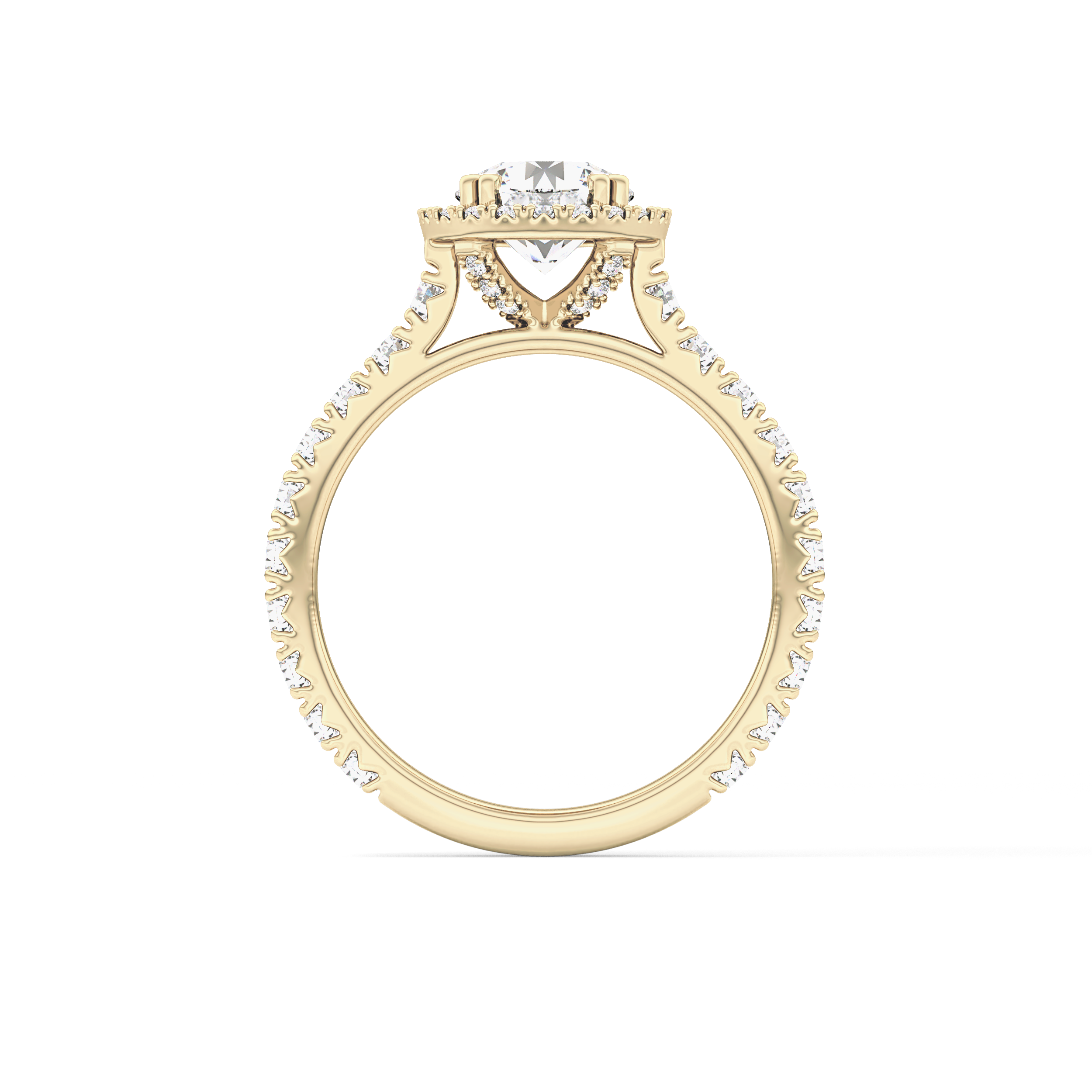 Round Halo & Pave Lab Grown Diamond Engagement Ring