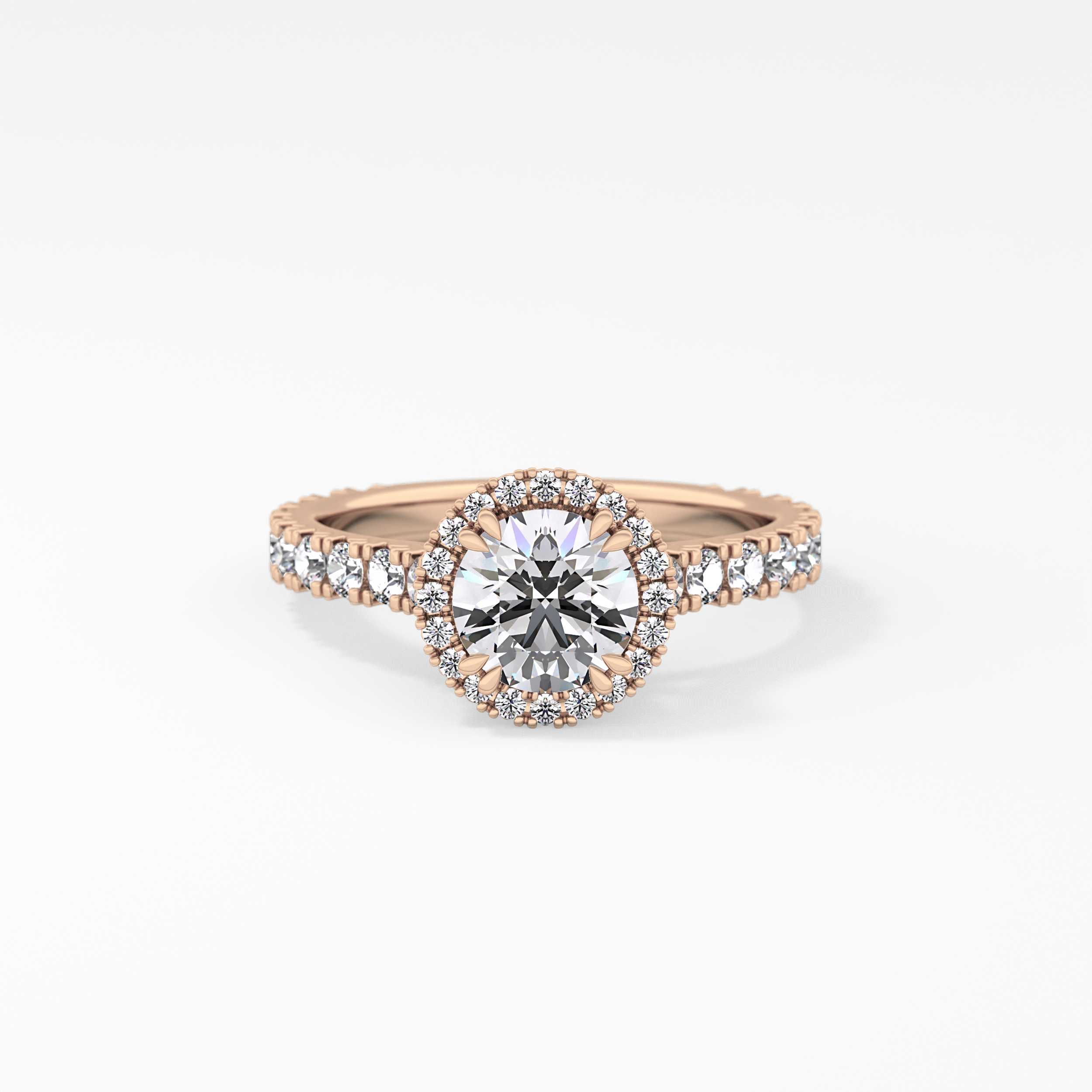 Round Halo & Pave Lab Grown Diamond Engagement Ring