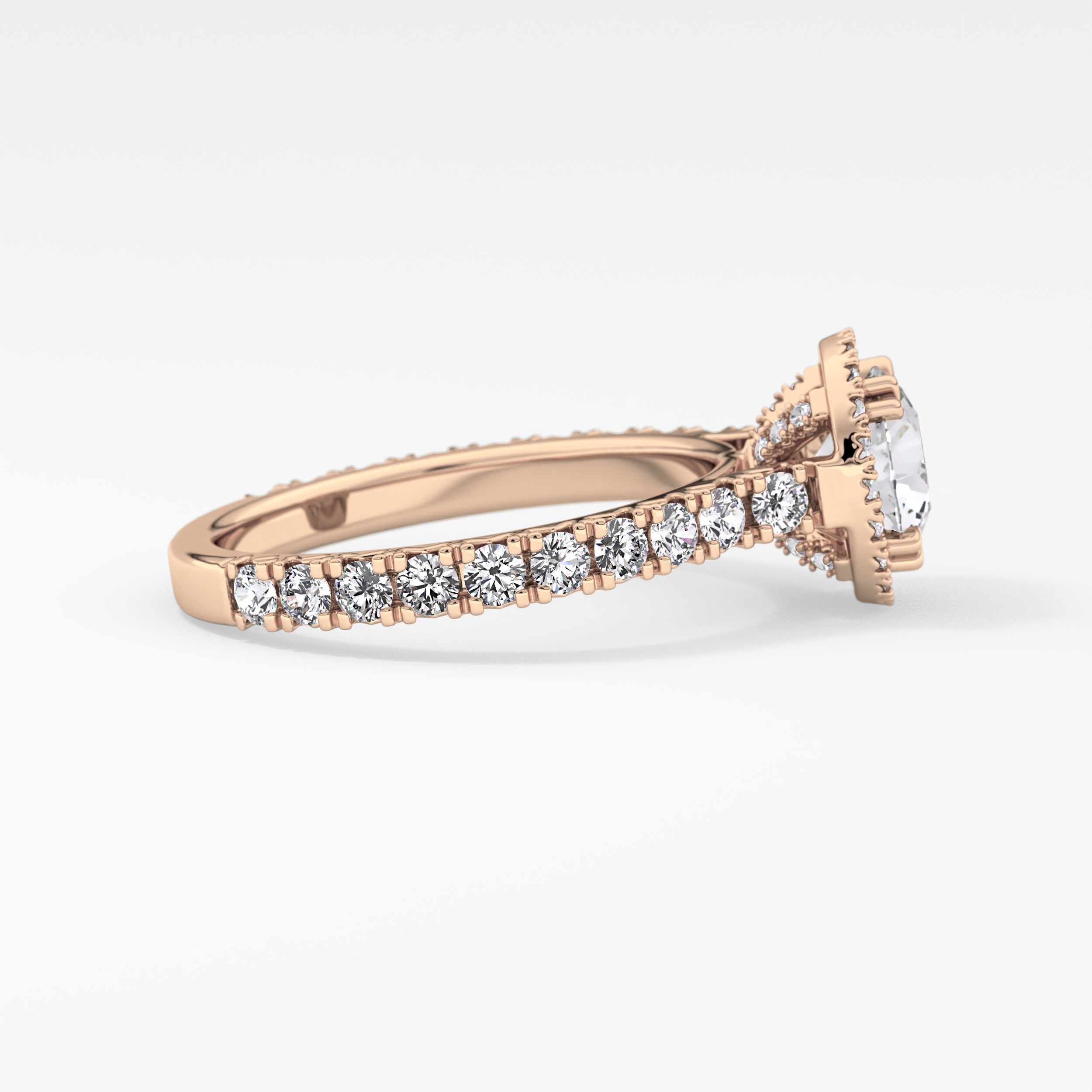 Round Halo & Pave Lab Grown Diamond Engagement Ring