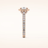 1.03 CT Round Shaped Halo & Pave Moissanite Engagement Ring