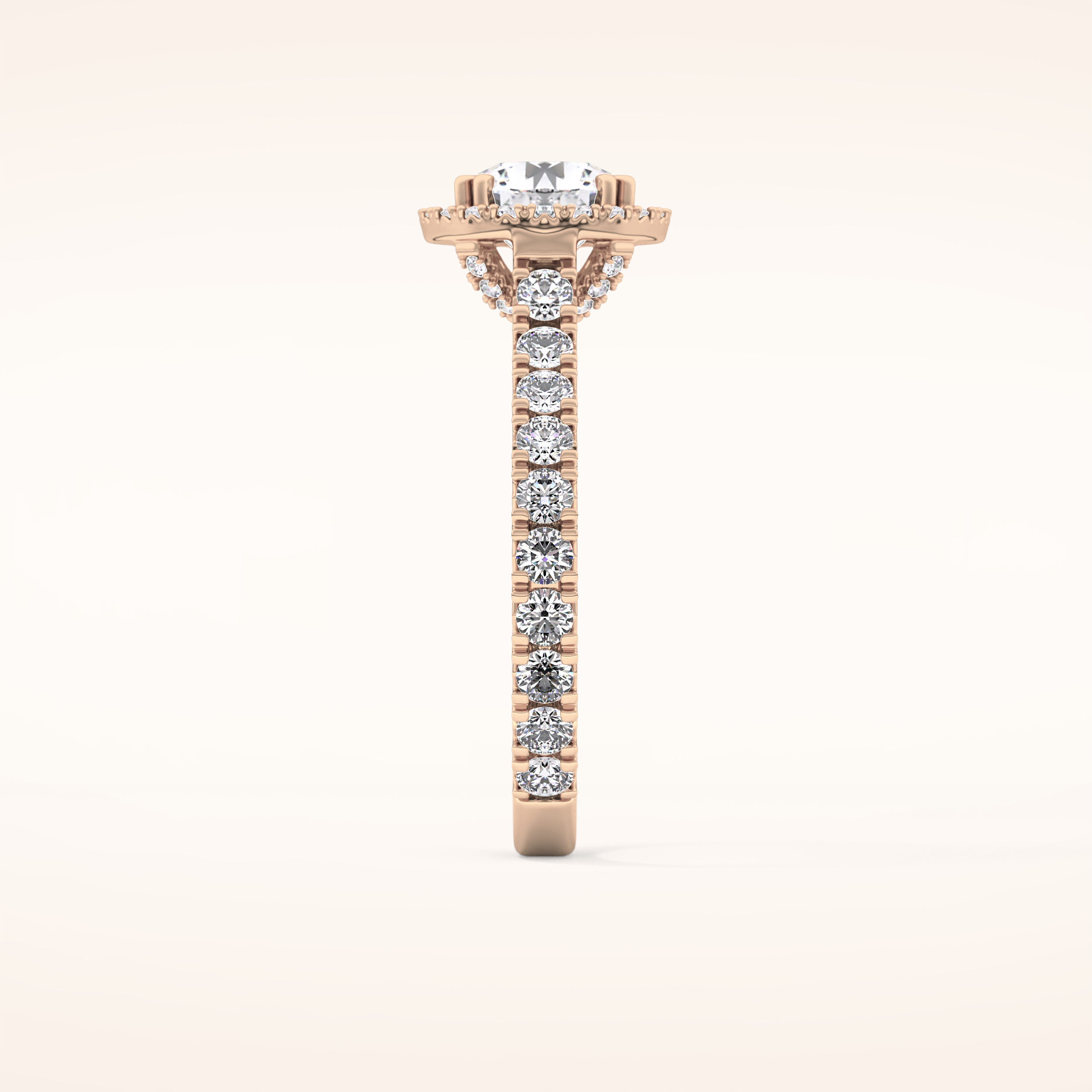 1.03 CT Round Shaped Halo & Pave Moissanite Engagement Ring