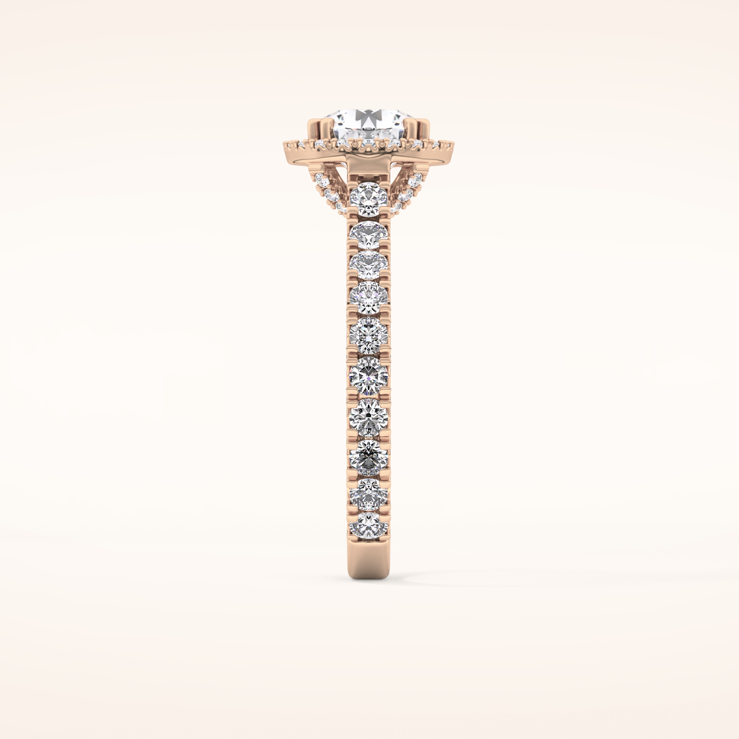 1.03 CT Round Shaped Halo & Pave Moissanite Engagement Ring