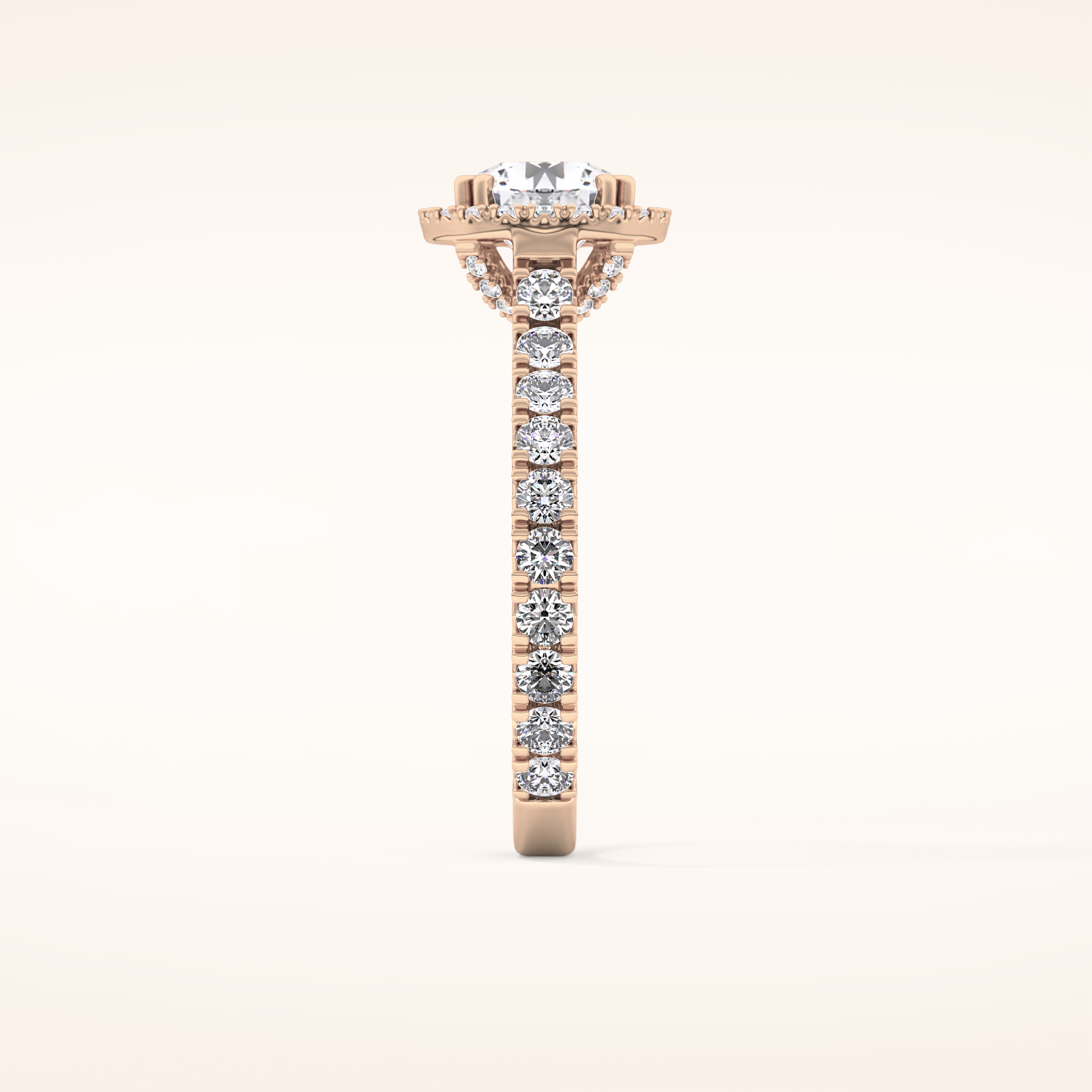 1.03 CT Round Shaped Halo & Pave Moissanite Engagement Ring