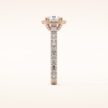 1.03 CT Round Shaped Halo & Pave Moissanite Engagement Ring
