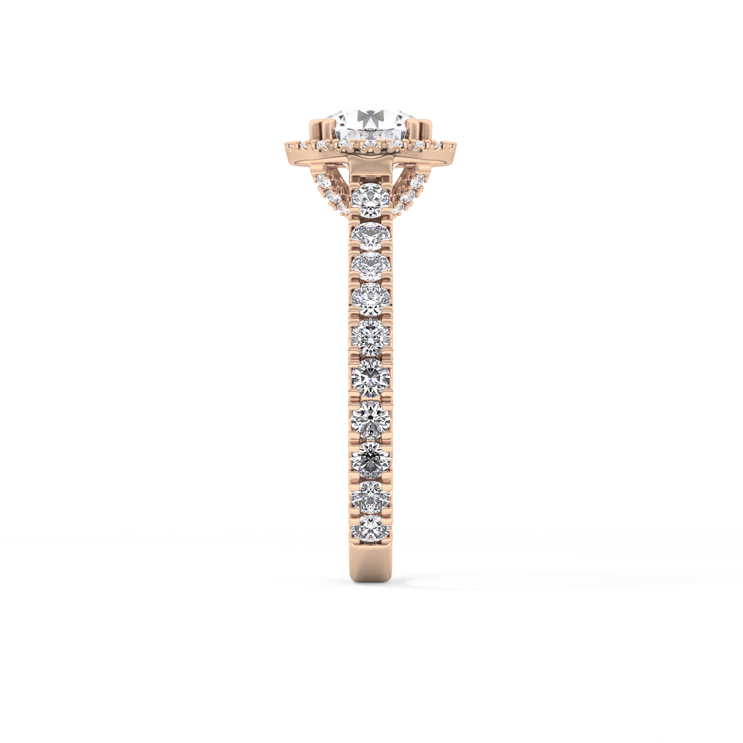 Round Halo & Pave Lab Grown Diamond Engagement Ring