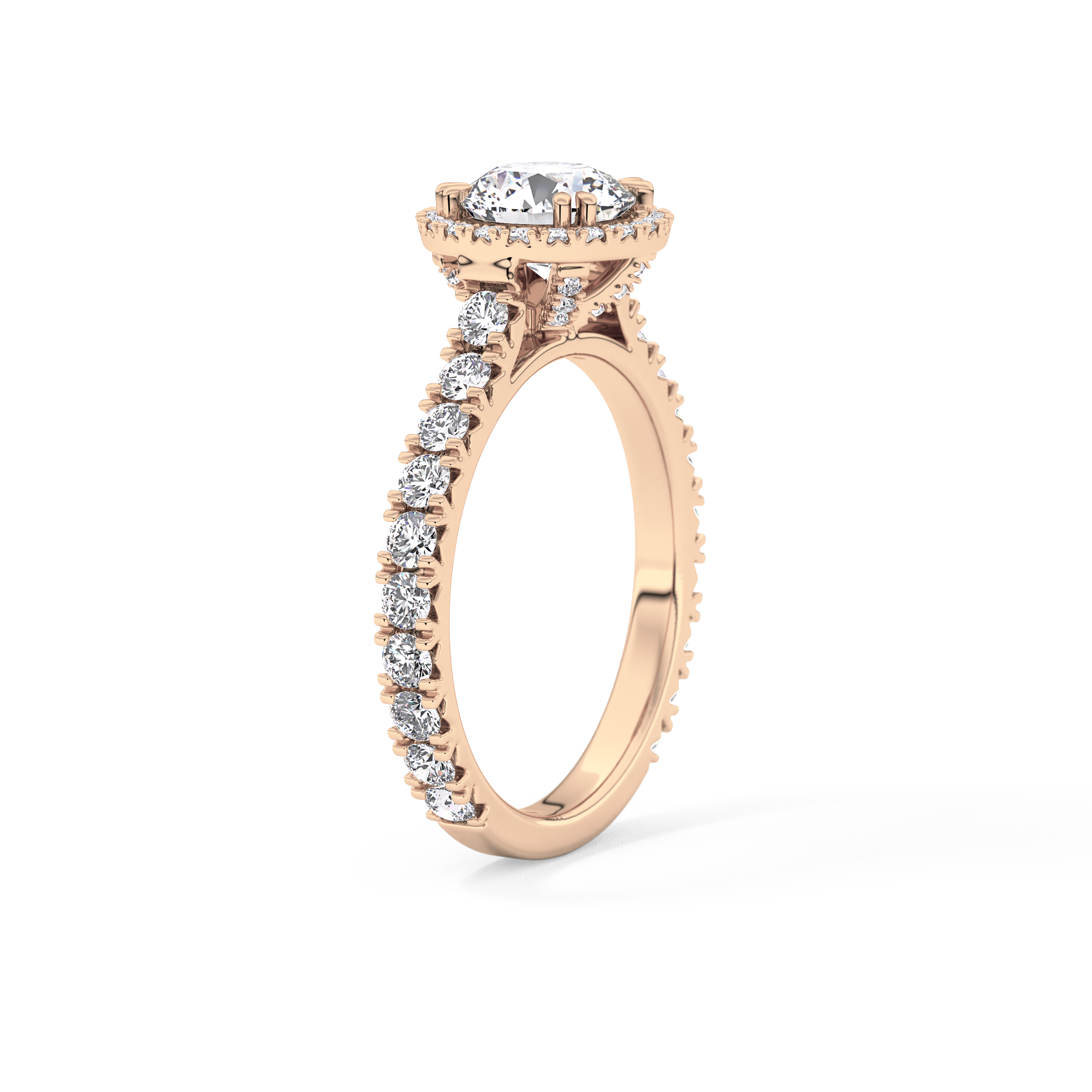 Round Halo & Pave Lab Grown Diamond Engagement Ring