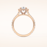 1.03 CT Round Shaped Halo & Pave Moissanite Engagement Ring