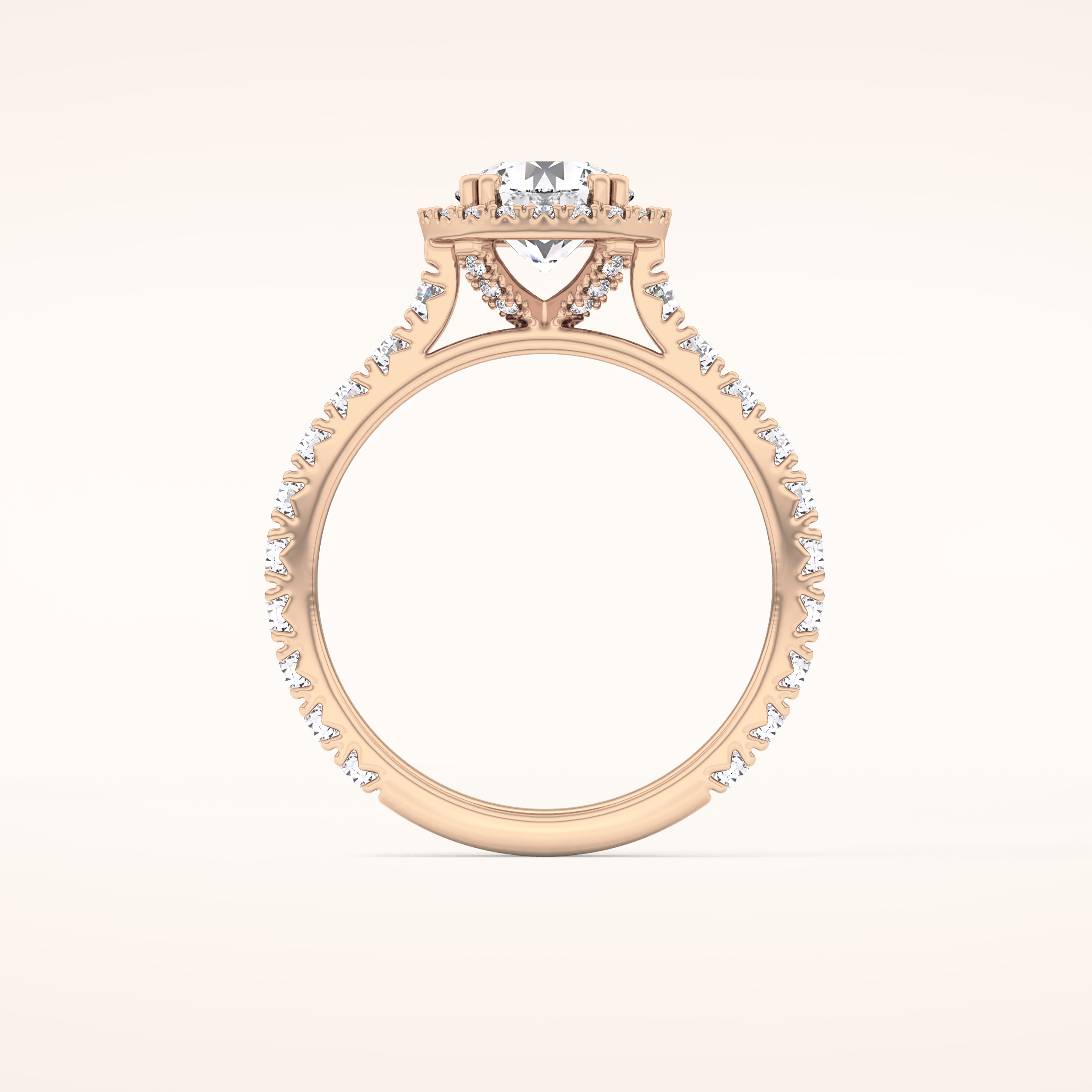 1.03 CT Round Shaped Halo & Pave Moissanite Engagement Ring
