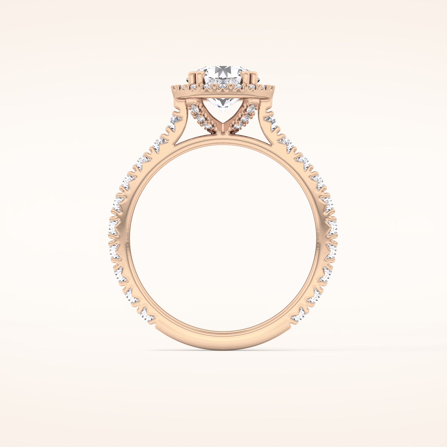 1.03 CT Round Shaped Halo & Pave Moissanite Engagement Ring