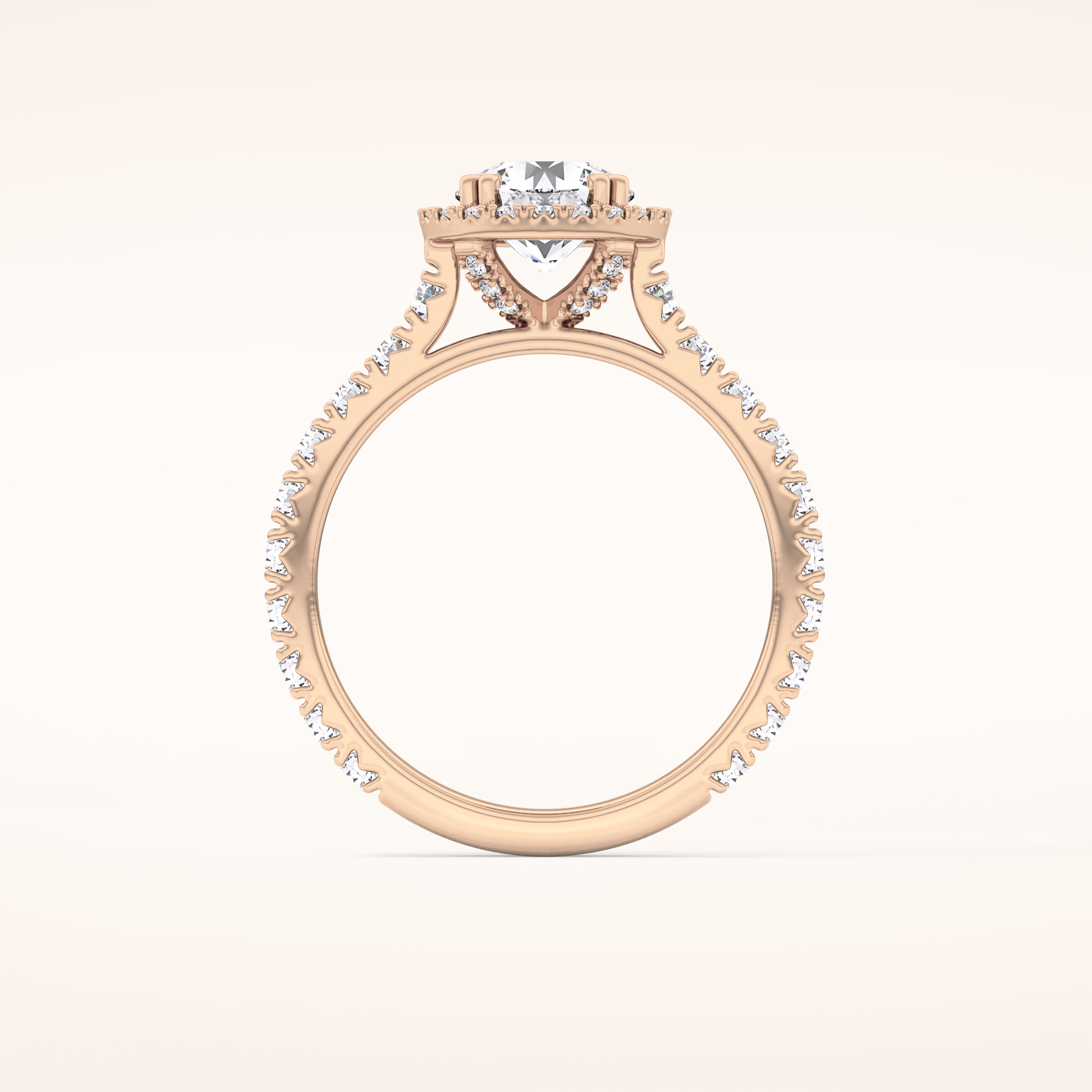 1.03 CT Round Shaped Halo & Pave Moissanite Engagement Ring