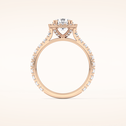 1.03 CT Round Shaped Halo & Pave Moissanite Engagement Ring