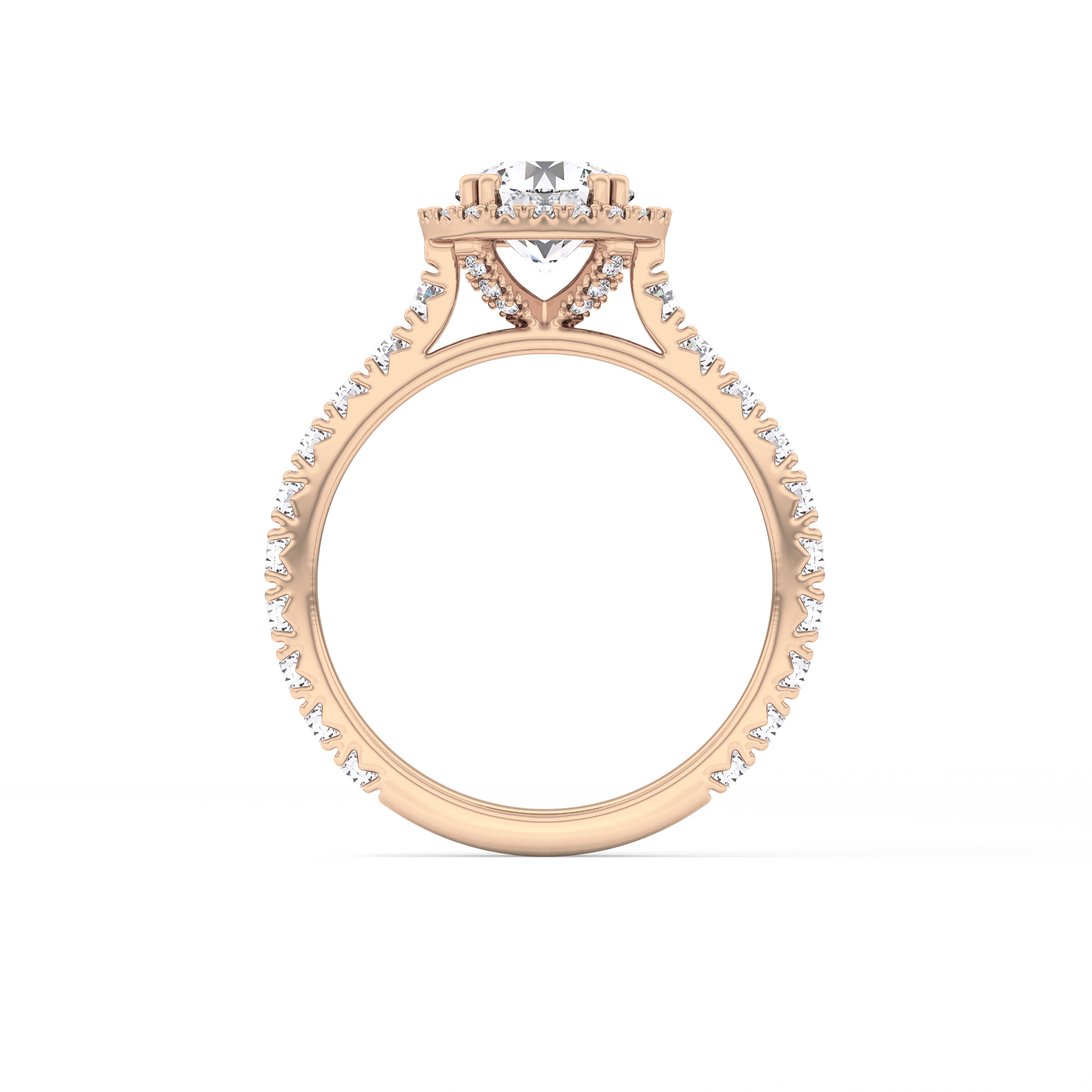 Round Halo & Pave Lab Grown Diamond Engagement Ring