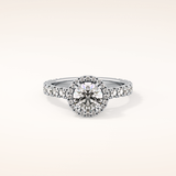 1.03 CT Round Shaped Halo & Pave Moissanite Engagement Ring