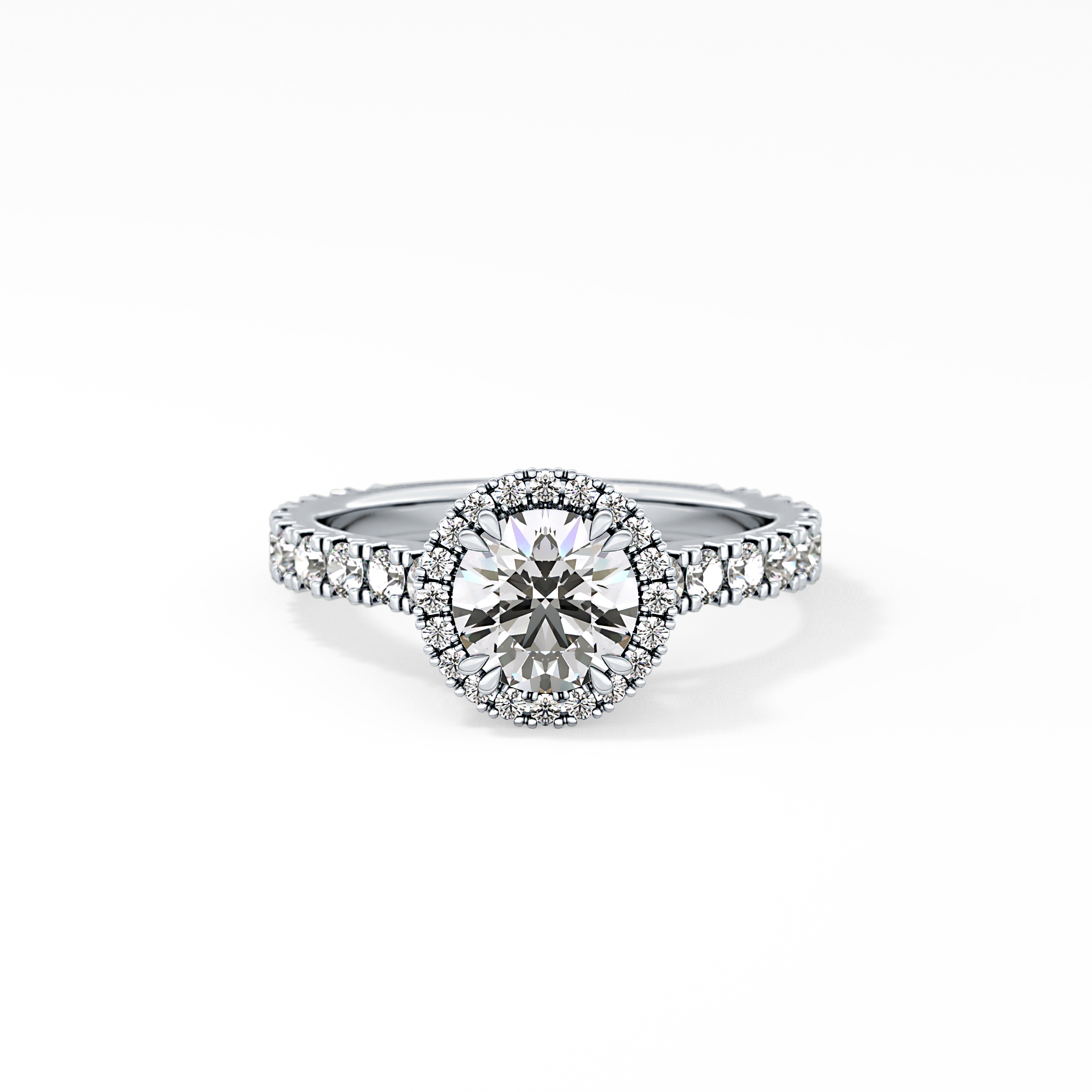Round Halo & Pave Lab Grown Diamond Engagement Ring