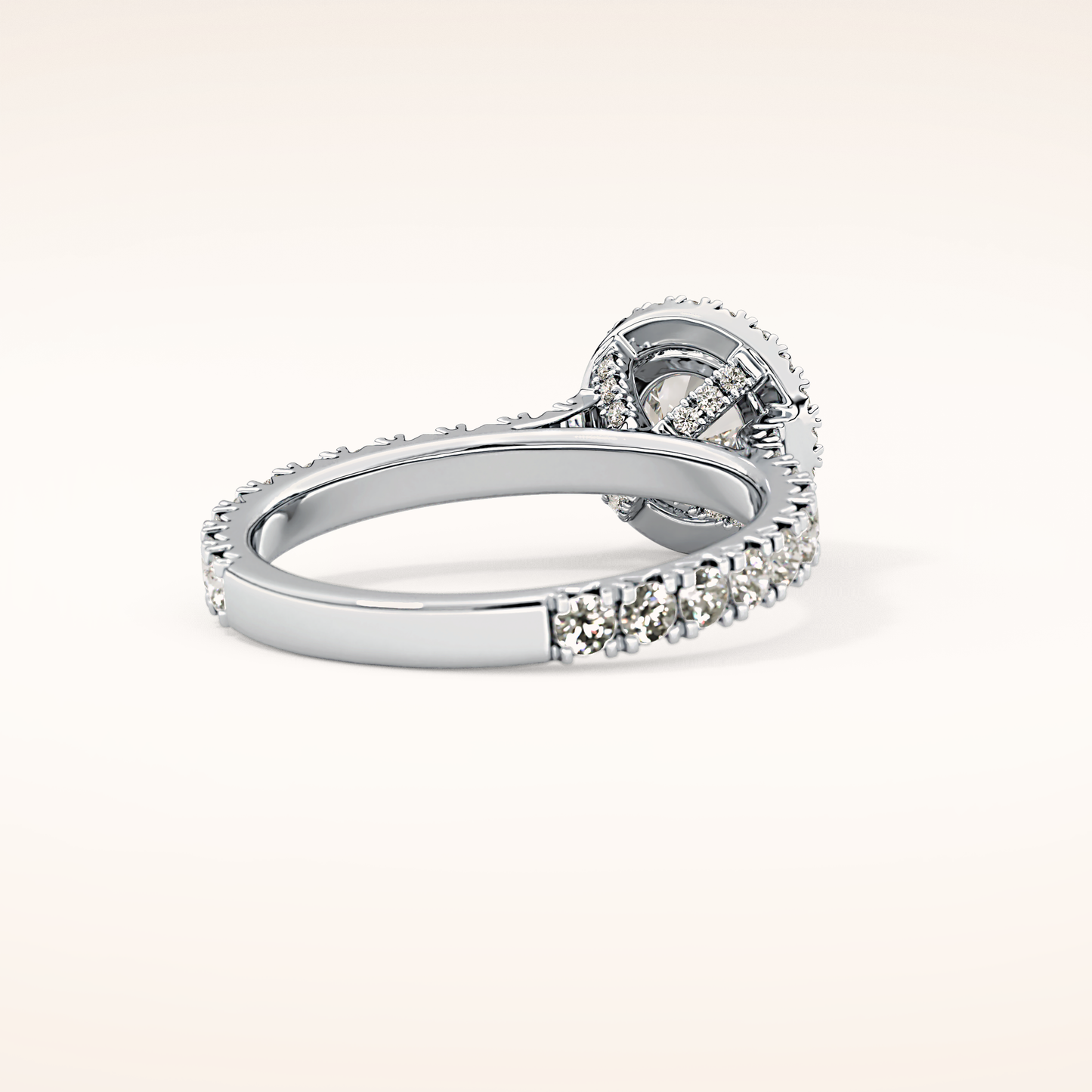 1.03 CT Round Shaped Halo & Pave Moissanite Engagement Ring