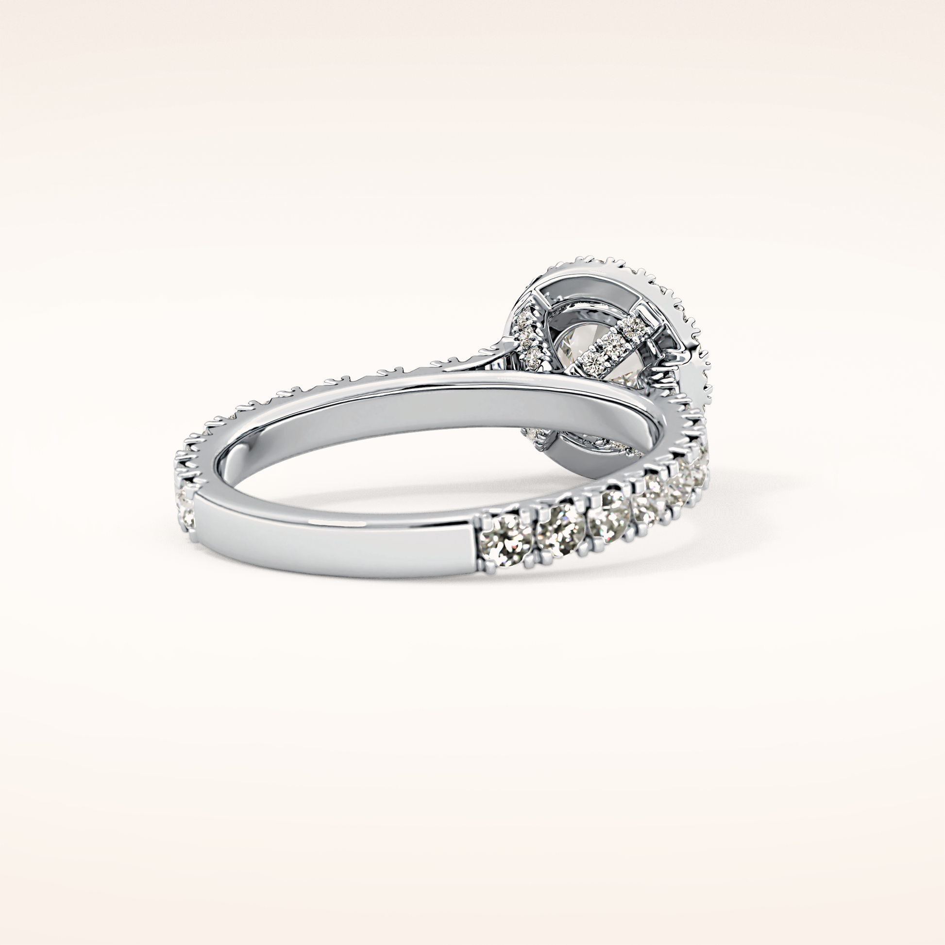 1.03 CT Round Shaped Halo & Pave Moissanite Engagement Ring