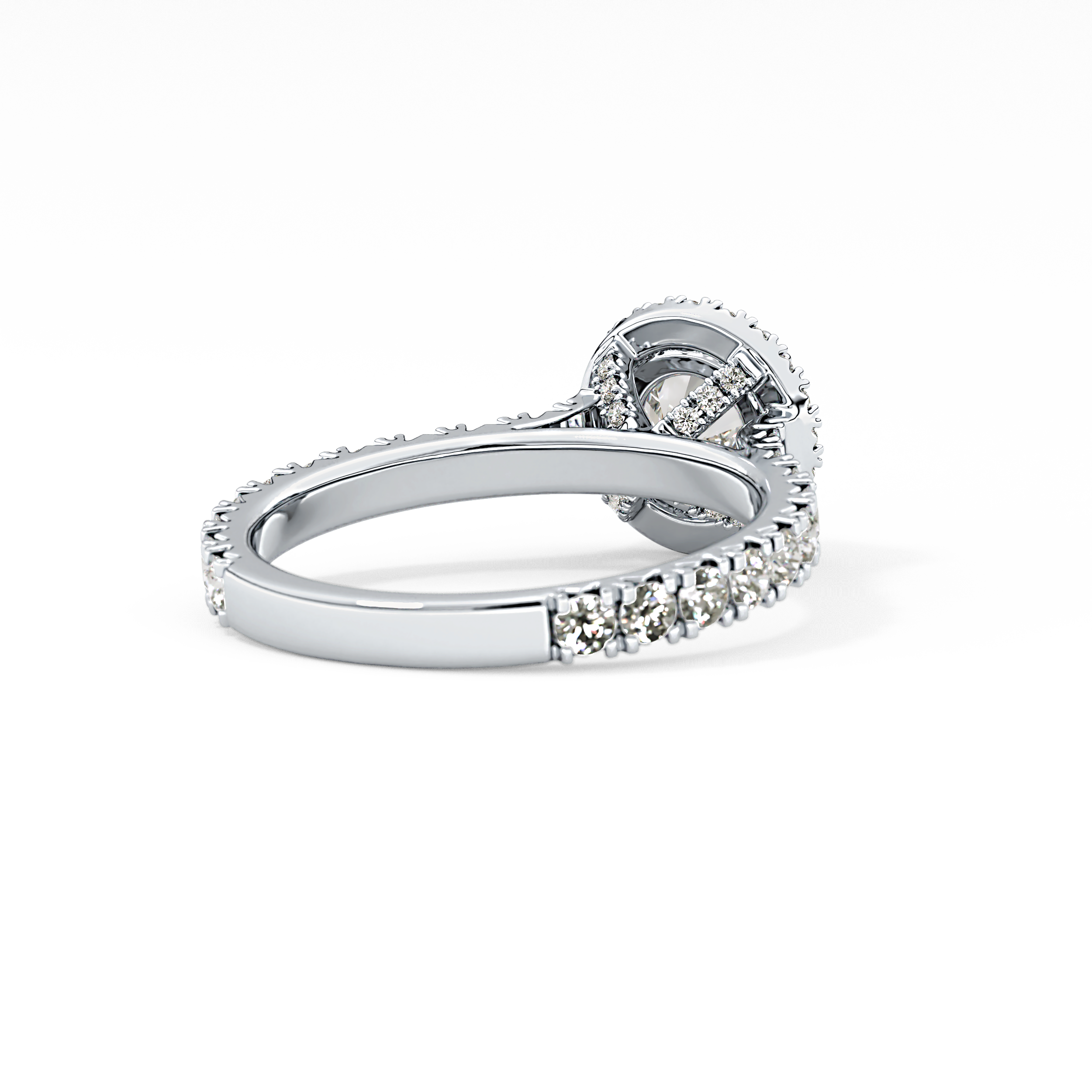 Round Halo & Pave Lab Grown Diamond Engagement Ring