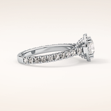 1.03 CT Round Shaped Halo & Pave Moissanite Engagement Ring