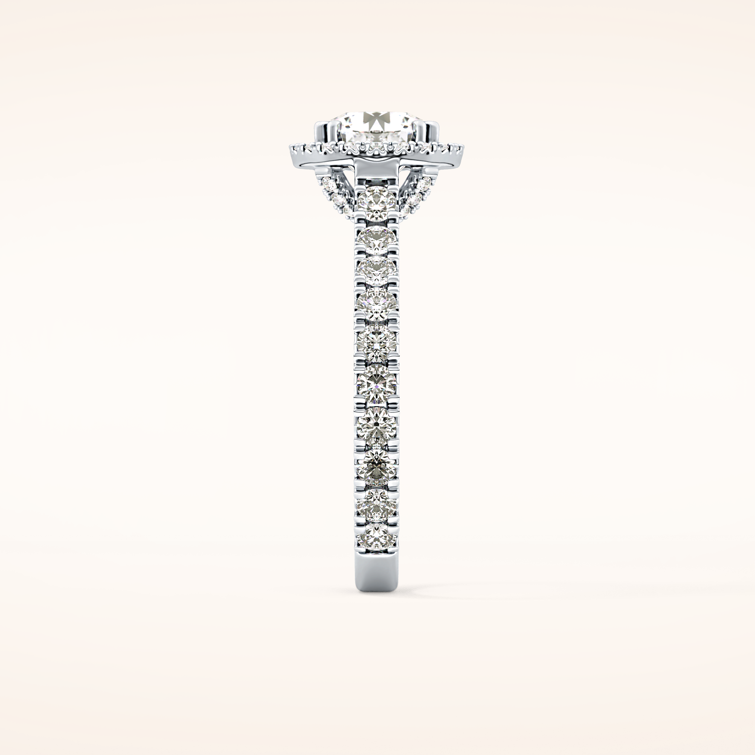 1.03 CT Round Shaped Halo & Pave Moissanite Engagement Ring