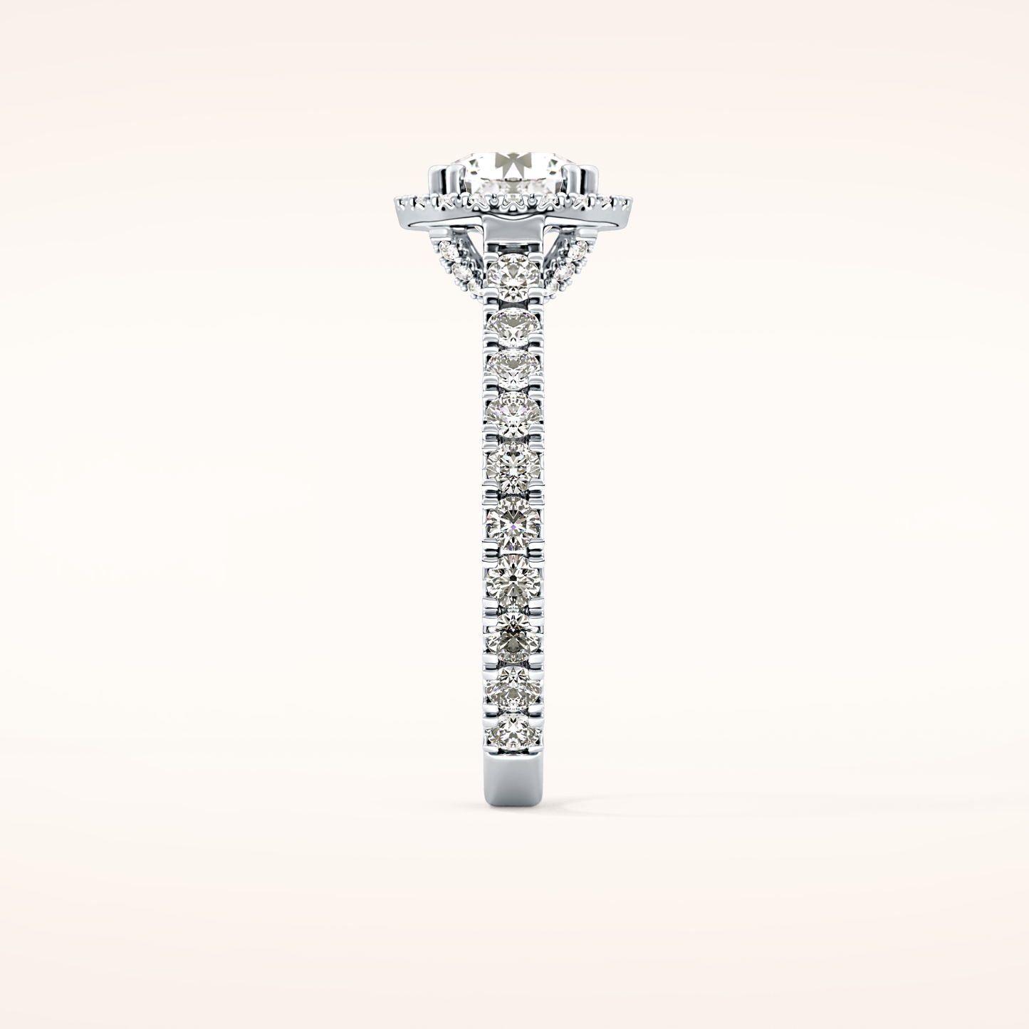 1.03 CT Round Shaped Halo & Pave Moissanite Engagement Ring