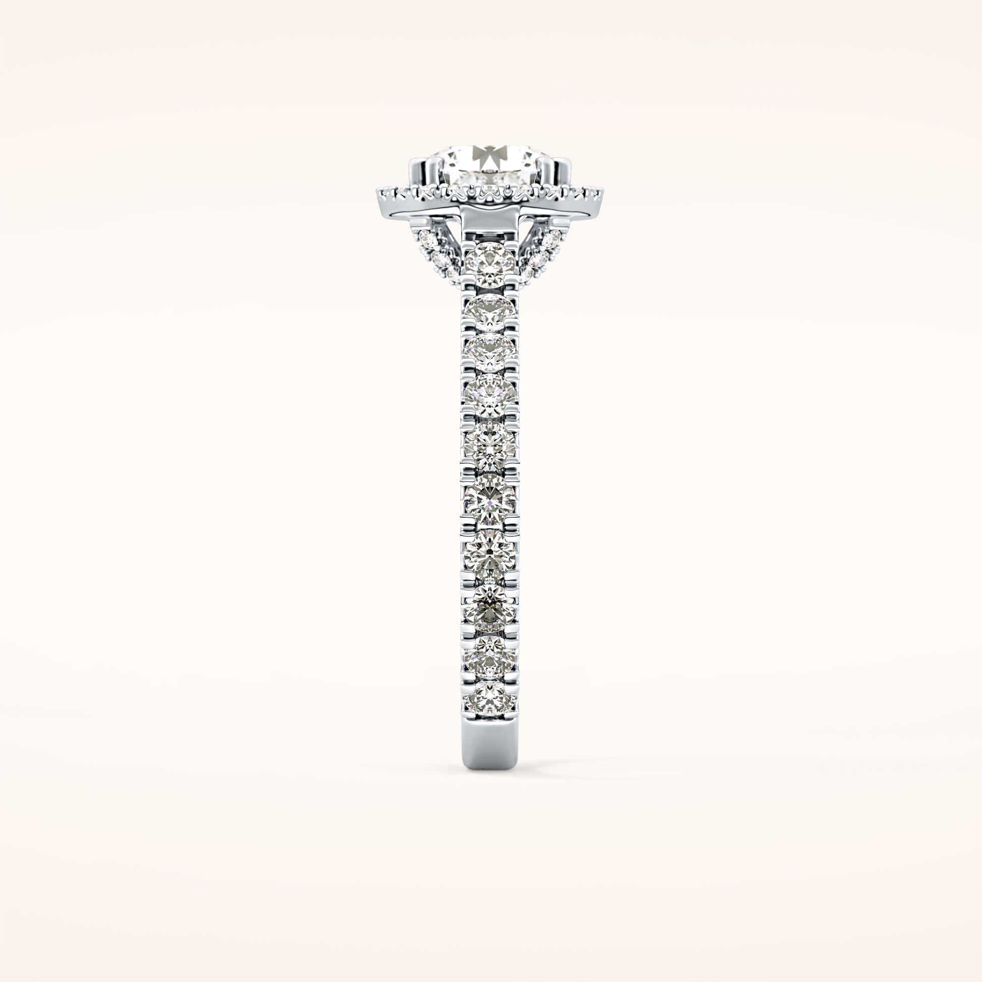 1.03 CT Round Shaped Halo & Pave Moissanite Engagement Ring