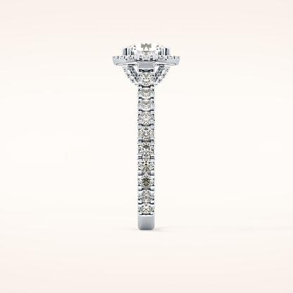 1.03 CT Round Shaped Halo & Pave Moissanite Engagement Ring