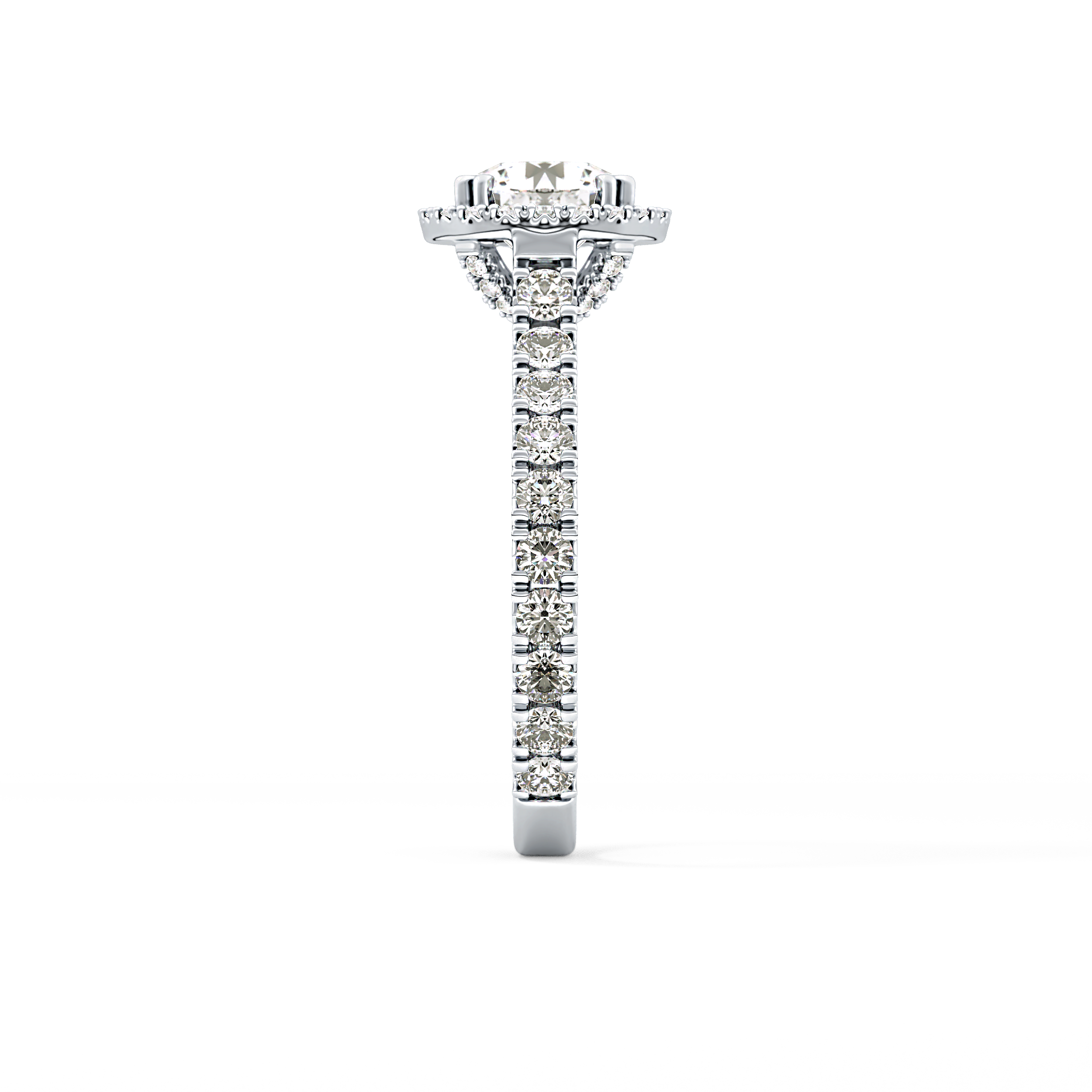 Round Halo & Pave Lab Grown Diamond Engagement Ring