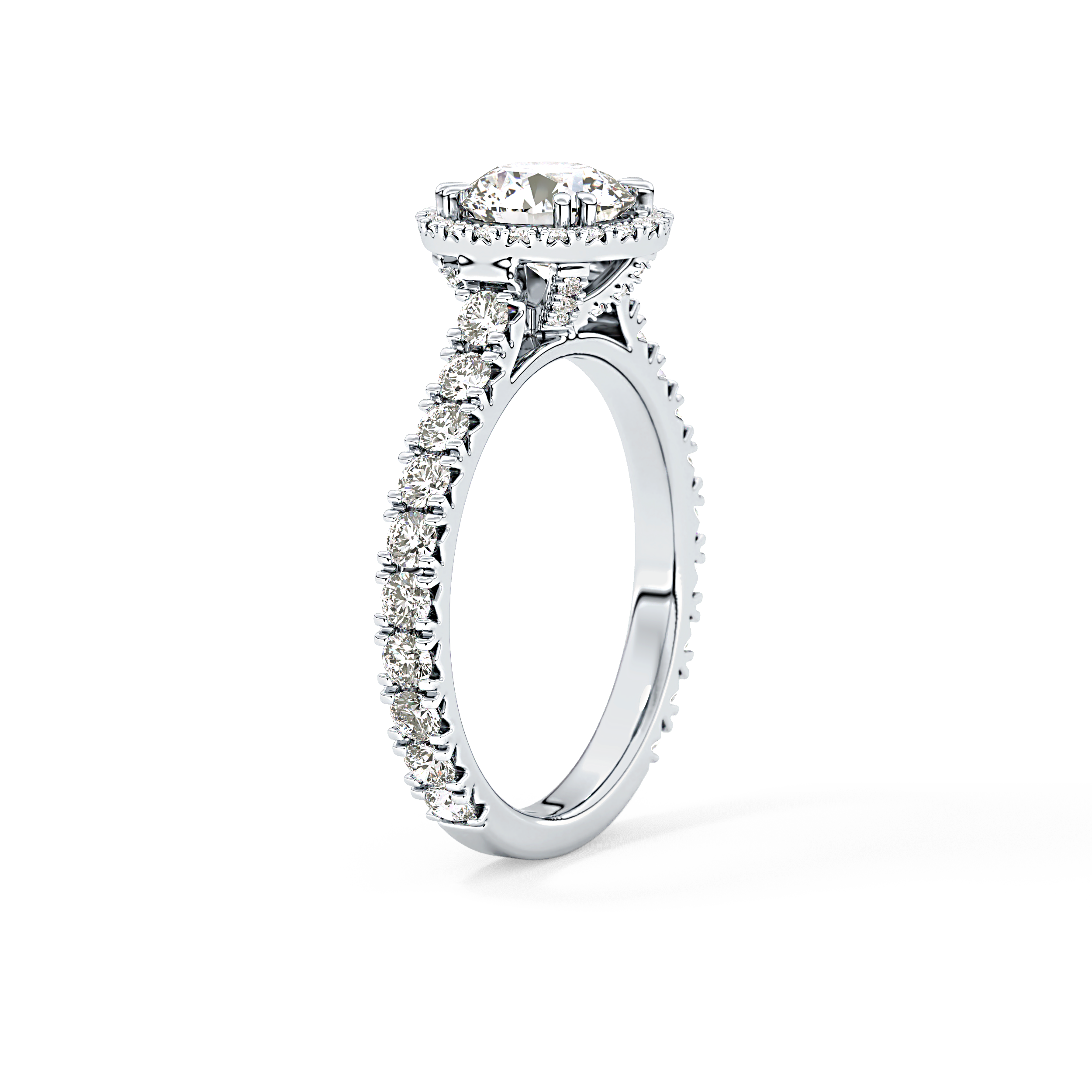 Round Halo & Pave Lab Grown Diamond Engagement Ring