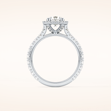 1.03 CT Round Shaped Halo & Pave Moissanite Engagement Ring