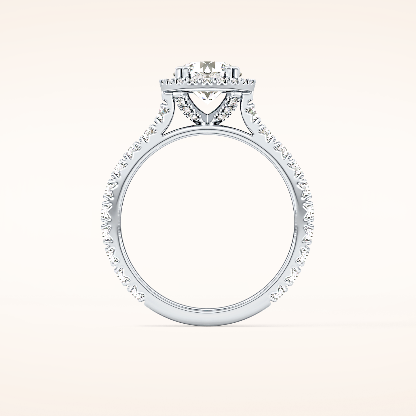1.03 CT Round Shaped Halo & Pave Moissanite Engagement Ring