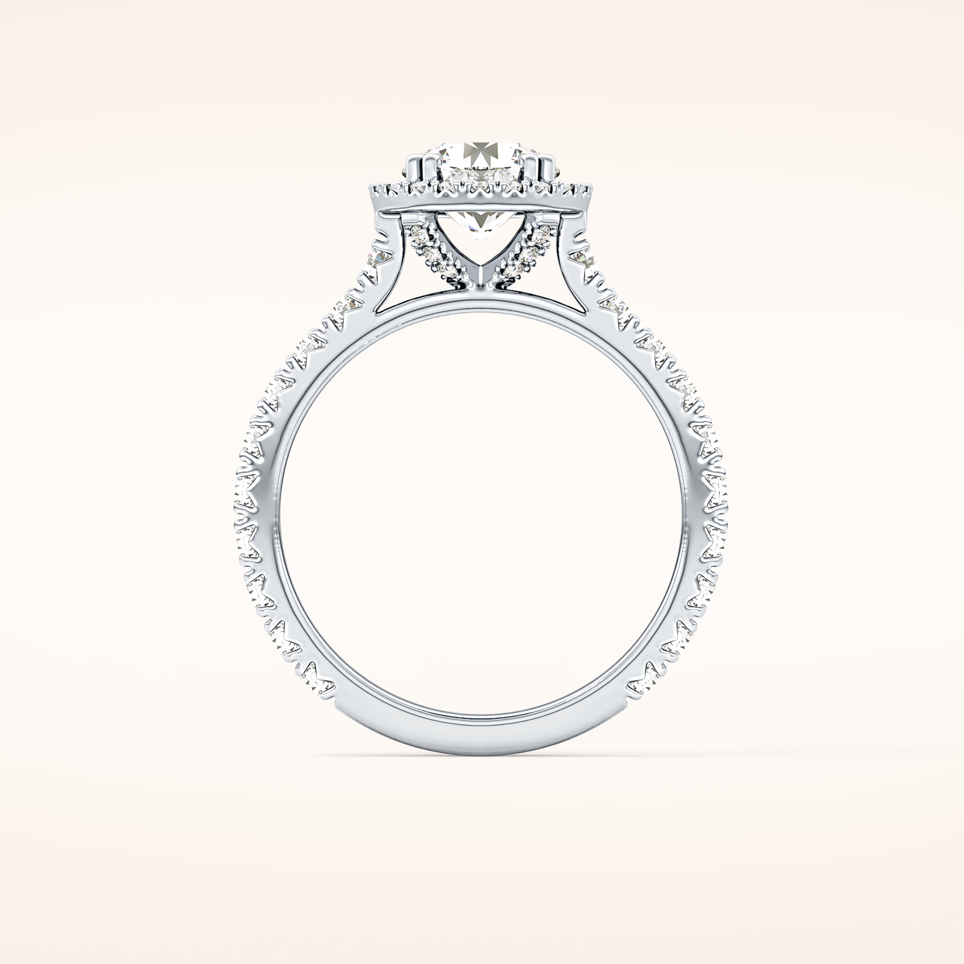 1.03 CT Round Shaped Halo & Pave Moissanite Engagement Ring