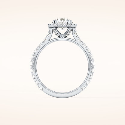 1.03 CT Round Shaped Halo & Pave Moissanite Engagement Ring