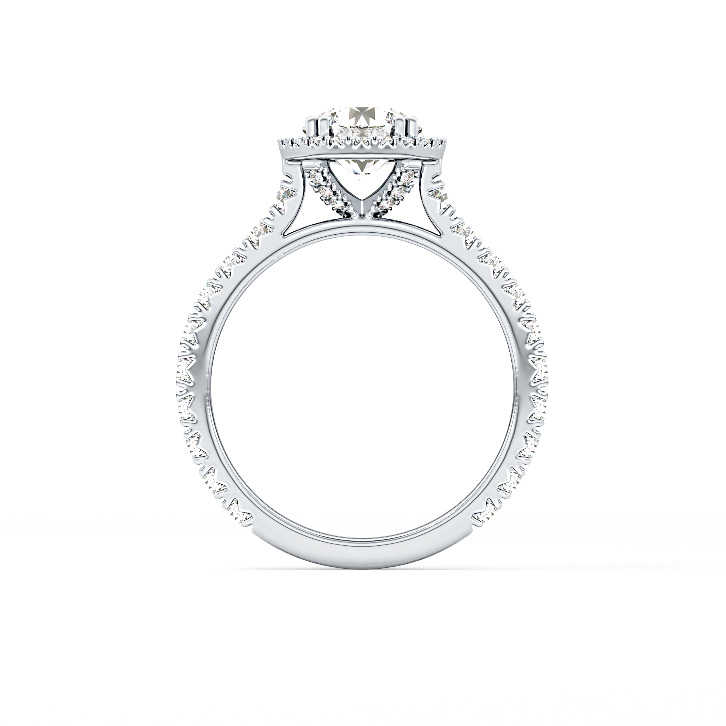 Round Halo & Pave Lab Grown Diamond Engagement Ring