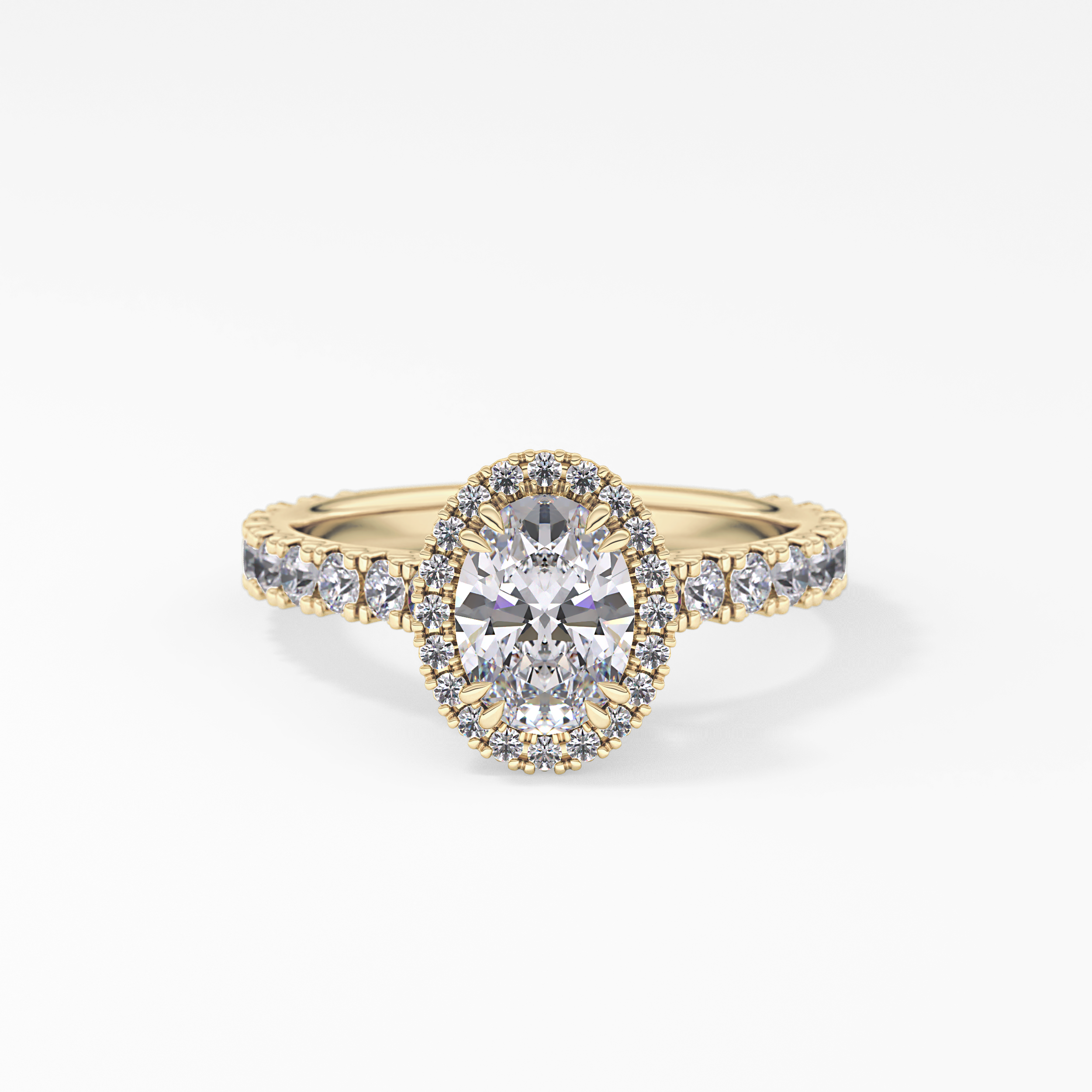 Oval Halo & Pave Lab Grown Diamond Engagement Ring