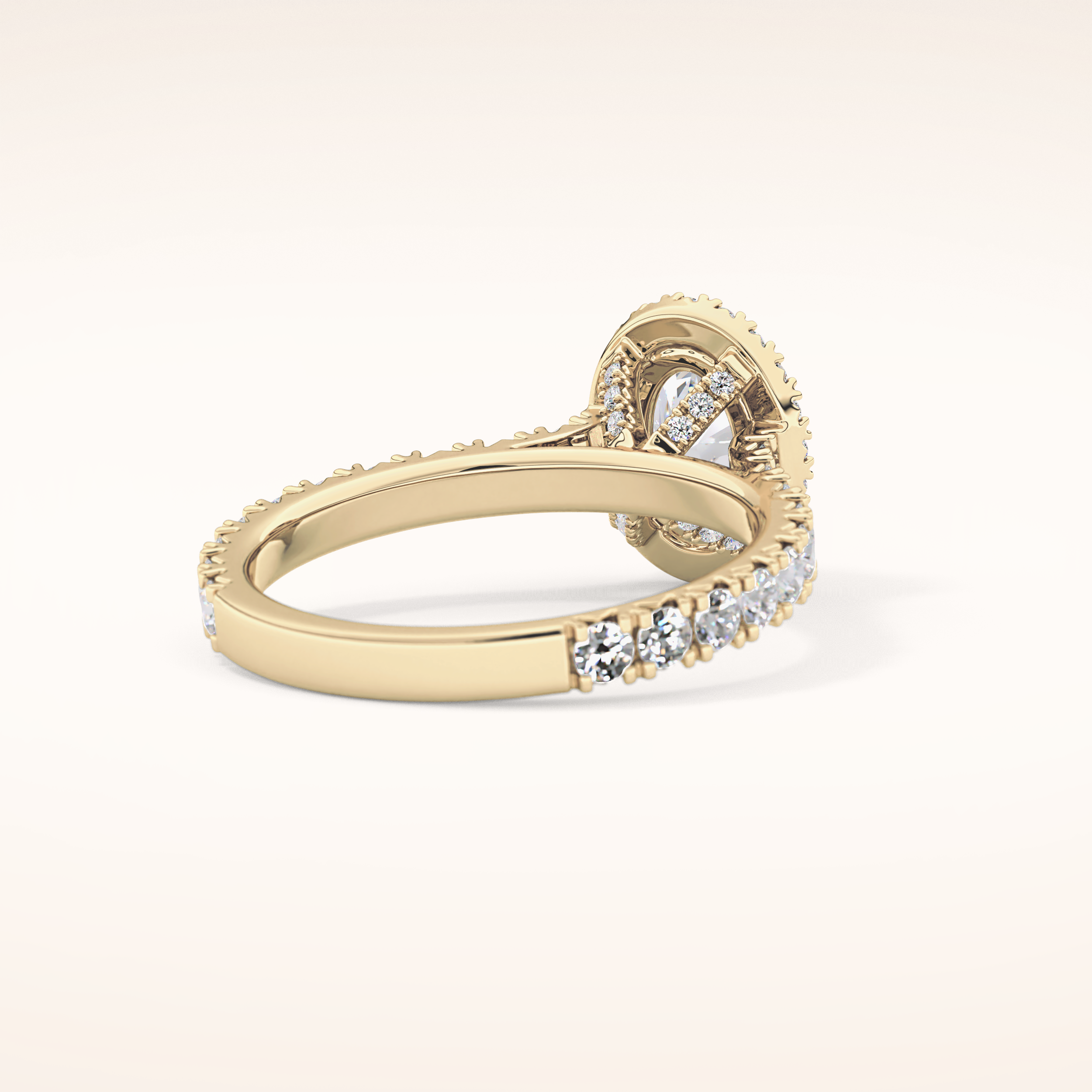 0.93 CT Oval Shaped Halo & Pave Moissanite Engagement Ring