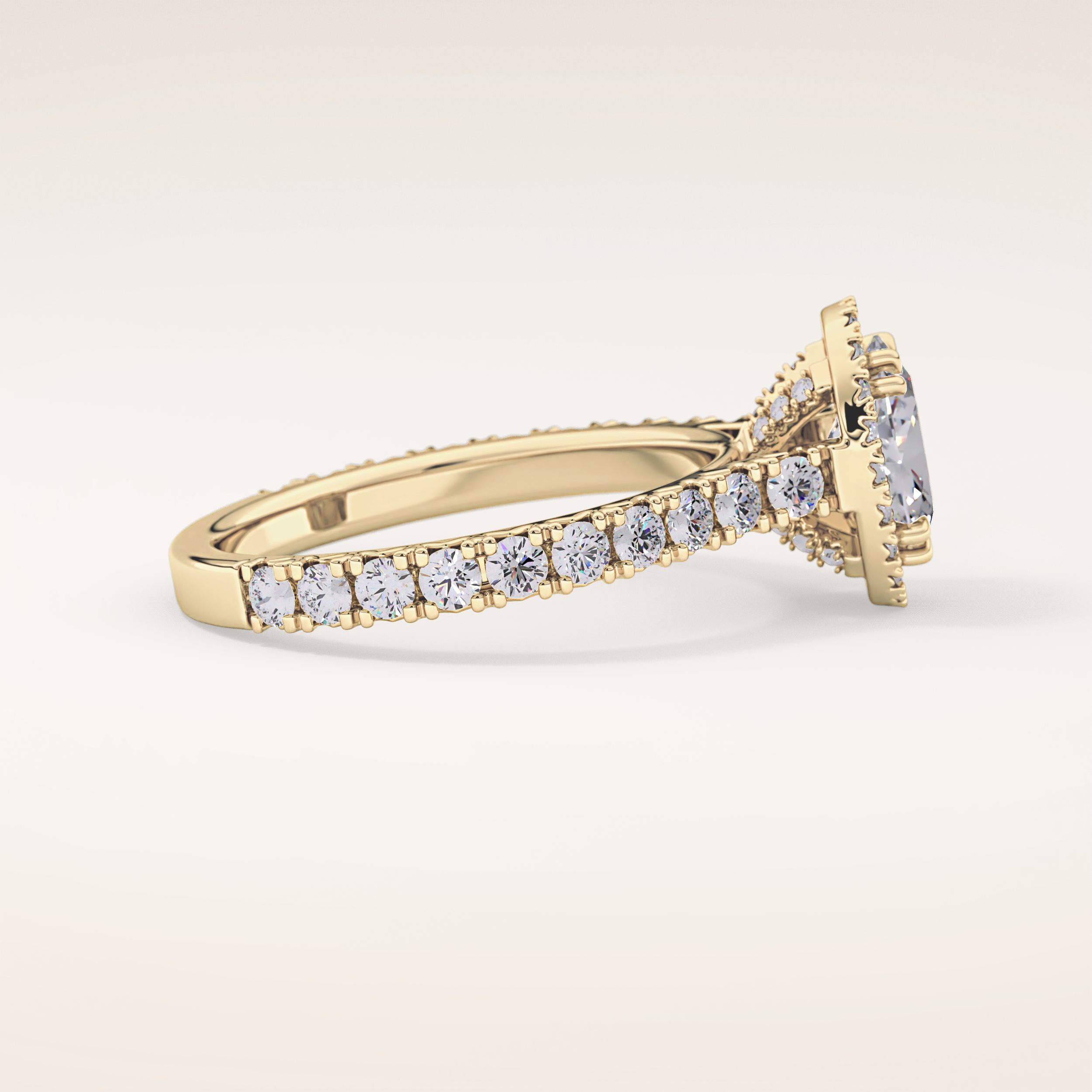 0.93 CT Oval Shaped Halo & Pave Moissanite Engagement Ring